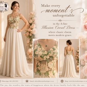 A-line dress, Illusion Floral Lace Corset, Lace-up at the back, size 14/40