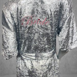 Grey Short Comfortable Bathrobe for the Bride - Size: 12 (US) Theron's Fashion and Bridal Boutique