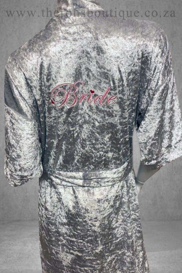 Grey Short Comfortable Bathrobe for the Bride - Size: 12 (US) Theron's Fashion and Bridal Boutique