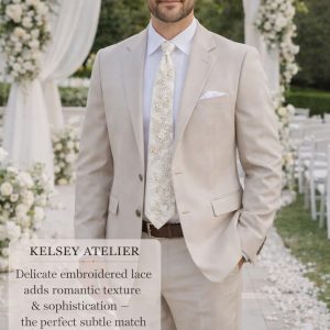 Of White Embroider Lace Tie