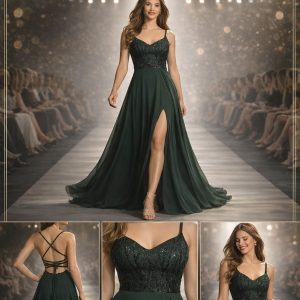 Green and Black dress