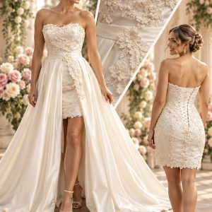 Ivory Two-in-One Wedding Dress – Size: 12/38