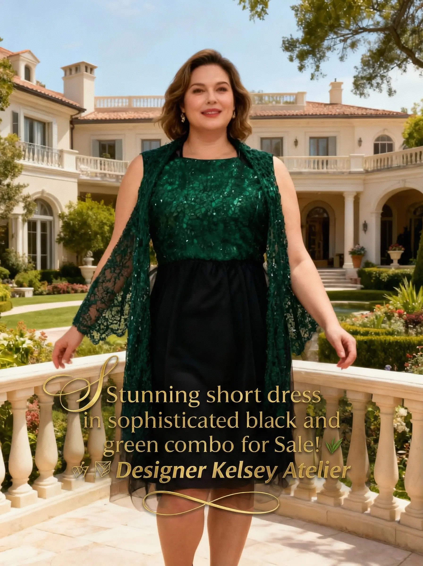 Black and Green Lace Short dress