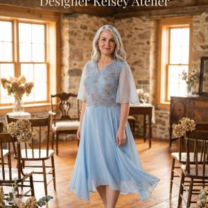 Powder-Blue-Tea-Length Dress