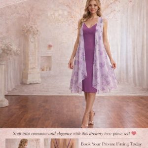 Purple Pink Dress and Cardigan