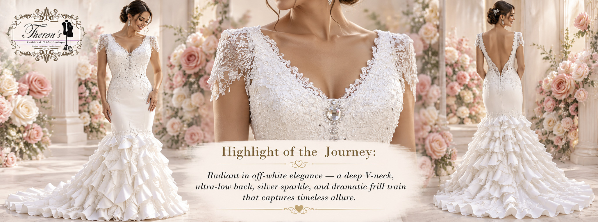Off White Mermaid Wedding Dress low back Beautiful Embroider Lace –