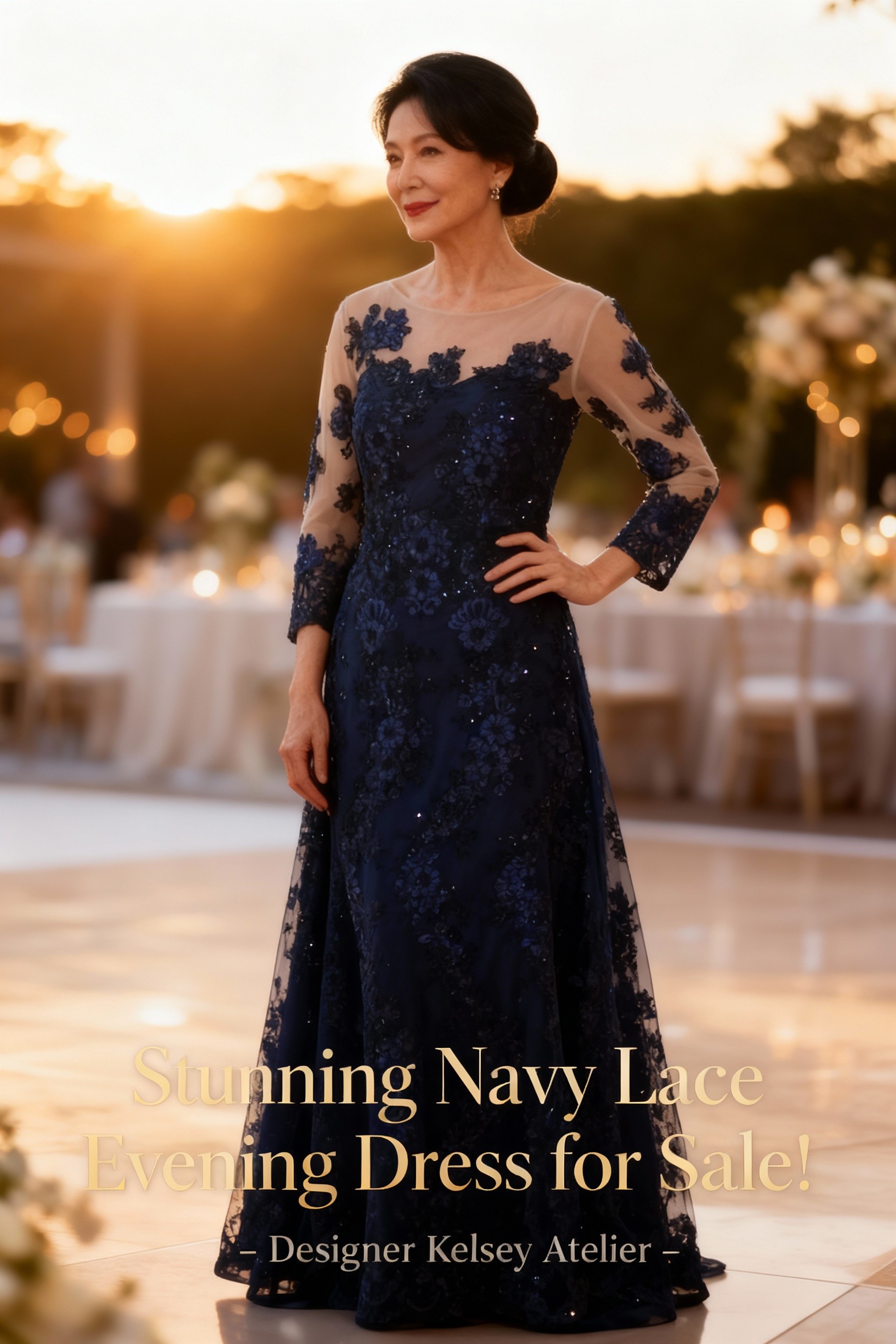 Navy Lace Dress for Sale!