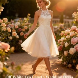 Off white Tea length wedding dress