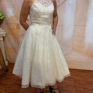 Off White Tea-length Wedding Dress Theron's Fashion and Bridal Boutique