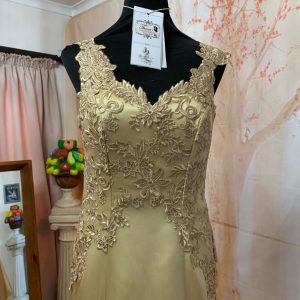 Gold Champagne Evening Dress, Beautiful Mermaid with lace-up - Size: 8-10 (US) Theron's Fashion and Bridal Boutique
