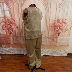 Tan Two-piece Beautiful Top with pants - Size: 24 (US) Theron’s Fashion and Bridal Boutique