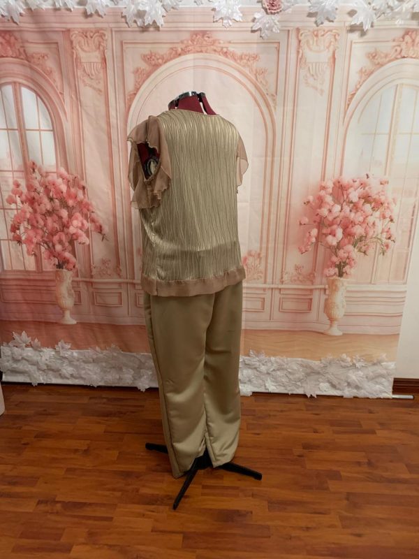 Tan Two-piece Beautiful Top with pants - Size: 24 (US) Theron’s Fashion and Bridal Boutique