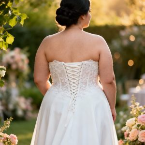 White wedding dress with lace-up