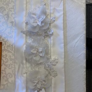 White 1ps Woman's Belt with Beautiful Lace Flower Detail Theron's Fashion and Bridal Boutique
