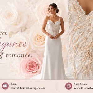 Off White and Peach Wedding Dress Fitted A-Line – Size: 10/36