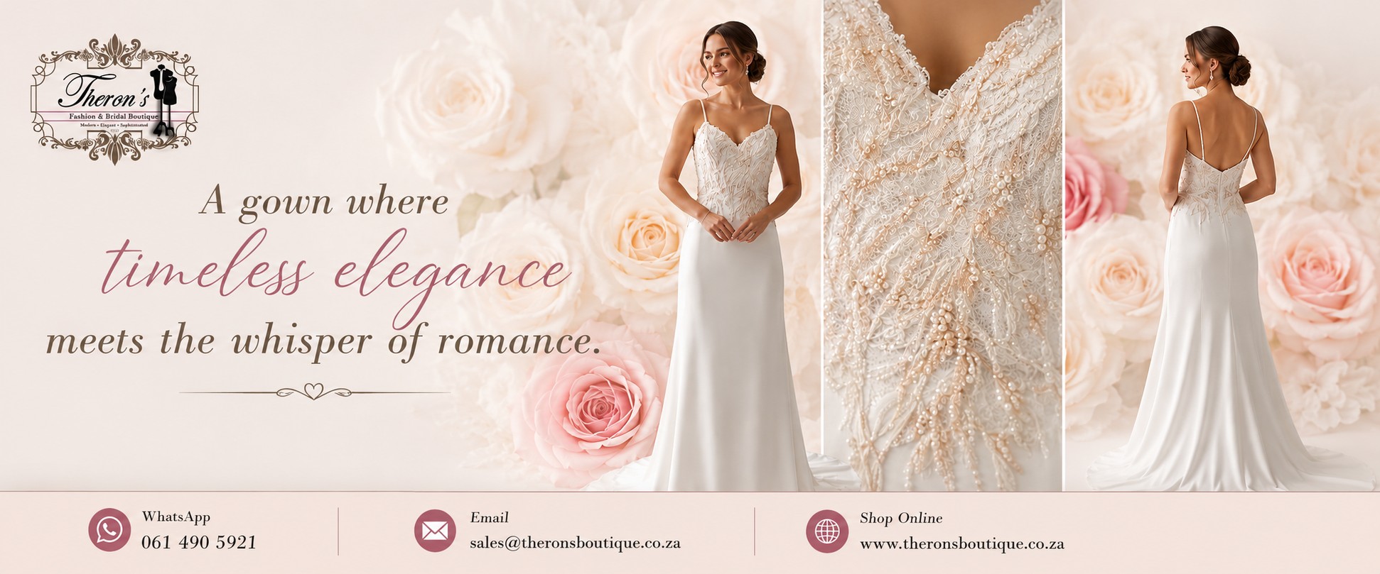 Off White and Peach Wedding Dress Fitted A-Line – Size: 10/36