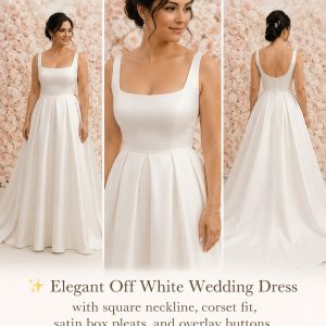 Off White Wedding Dress, Square Neckline