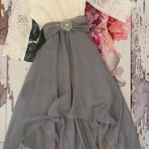 White & Grey Flower Girl Beautiful Dress Lace Top and Skirt - Size 6 - 8 years Theron's Fashion and Bridal Boutique