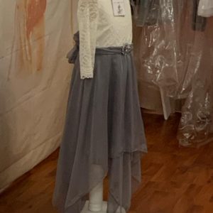 White & Grey Flower Girl Beautiful Dress Lace Top and Skirt - Size 6 - 8 years Theron's Fashion and Bridal Boutique