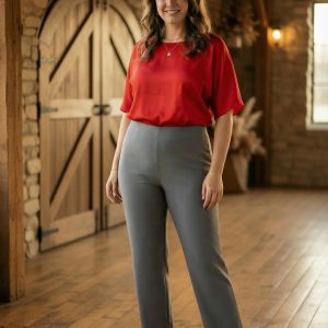 Grey High-Waisted Trousers