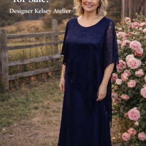 Navy Blue Lace Asymmetrical Overlay Dress – Size 14/40 | Elegant Evening & Formal Gown 💙✨