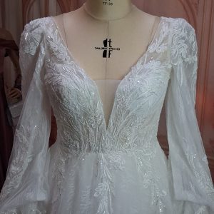 A Line Ivory Wedding Dress with sleeves