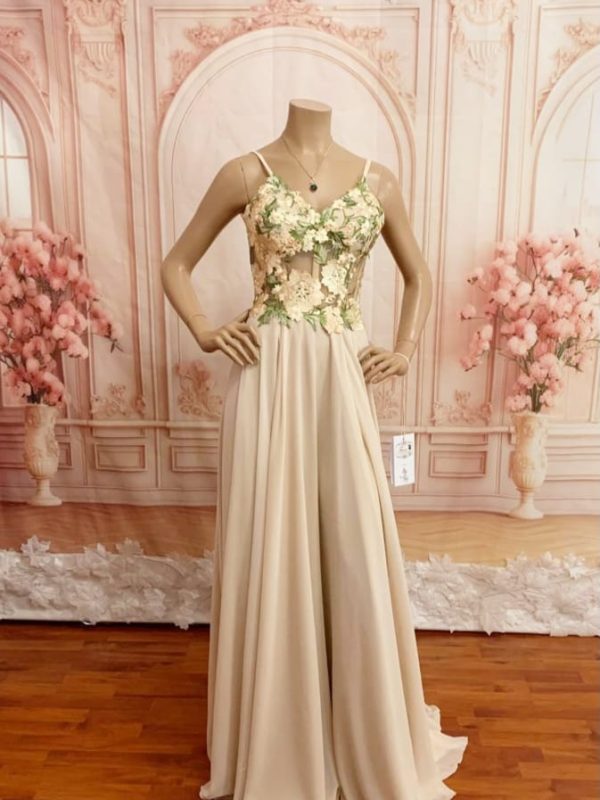 A-line dress, illusion Corset, floral lace bodice lace-up back, Pretoria East